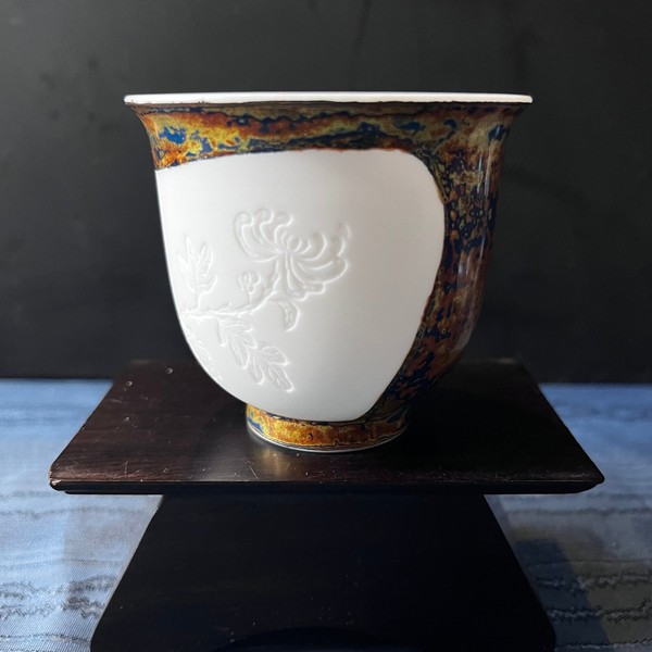 蓝金牡丹杯(窑变釉 · 品杯)